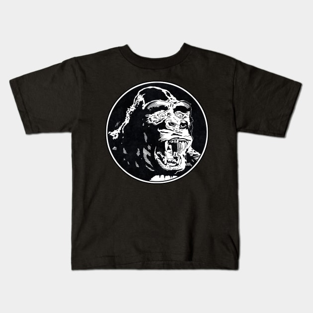 KING KONG (Circle Black and White) Kids T-Shirt by Famous Weirdos